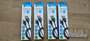 6 броя кабели за данни Grundig USB-A към USB-B, дълъг 2 метра