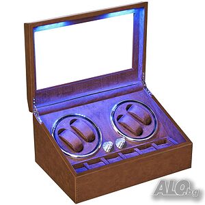 Автоматичен навивач за часовници 4+6 отделения Безшумен с LED