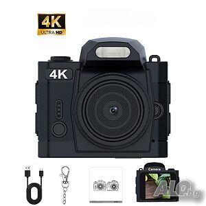 мини цифров фотоапарат 64 мегапиксела, 4K HD, 64 GB памет, LED светкавица