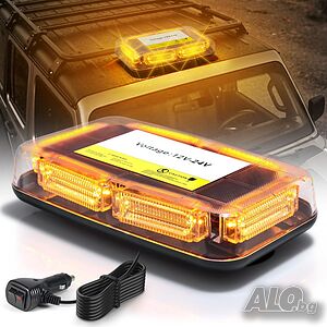 Въртяща се LED проблясваща лампа 12-24V 90 диода аварийно осветление, маяк
