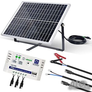 панел комплект монокристален соларен панел 25W 12V с контролер и монтаж