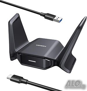 UGREEN BE6500 WiFi 7 Dongle адаптер за настолен компютър 5GHz/2.4GHz/6GHz Tri-Band само Windows10/11