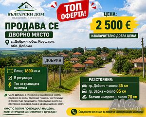 Продава се дворно място в с. Добрин, общ. Крушари, обл. Добрич за 2 500 €
