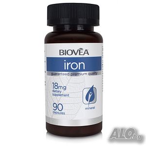 Хранителна добавка Biovea IRON 18mg 90 Capsules-Продуктът е със срок на годност до 02/2024г.