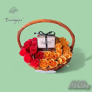 Подаръчна Кошница - Шоколадови Рози и Трюфели