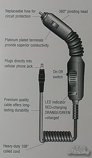 Зарядно за стари телефони NOKIA /Зарядно у-во за автомобил - 12/24V /