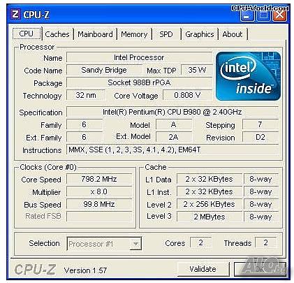 Двуядрен мобилен процесор Intel Pentium B980 (2.4GHz) Процесор ...