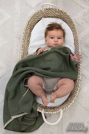 Babyly ленена завивкапелена 100х100 см - зелено - безплатна доставка