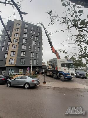 услуги с камион с кран/услуги с автокран до 36,5 метра / до 16,5 тона.