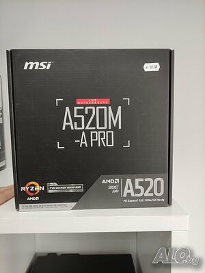 Дънна платка MSI A520M-A PRO Gaming (AMD AM4, DDR4, PCIe 4.0, SATA 6Gb/s, Dual M.2, USB 3.2