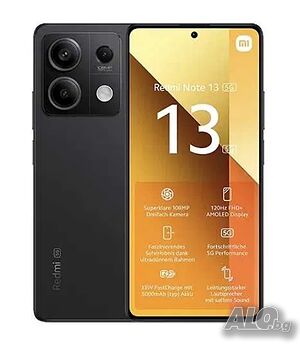Xiaomi Redmi Note 13 5G, 256GB, 8GB RAM, Dual SIM, Цвят: Черен