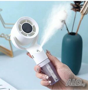 Нов USB Акумулаторен Вентилатор с Функция за Водна Мъгла и Овлажняване, 3 скорости