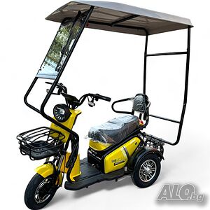Двуместна Електрическа триколка PUDDING PRO Volt-Electric | 1800W, Покрив, два багажника
