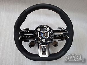 Нов Оригинален Волан Алкантара AMG Mercedes W206 W223 W213 W257 W167 W254 63 65 C63 E63 - Червен шев