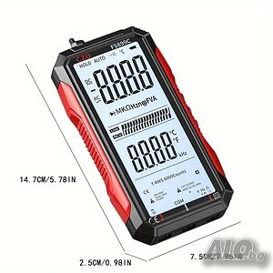 Мултиметър FS899C, 4.8 ” екран, автоматичен, DC/AC ток, капацитет, съпротивление, NCV, акумулаторен
