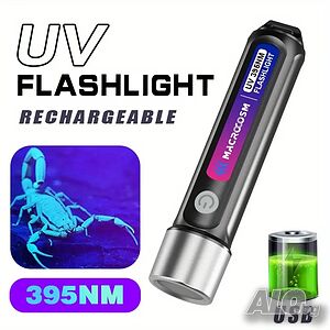 Ултравиолетов фенер, UV 395nm, LED, TYPE C зареждане, 2 режима