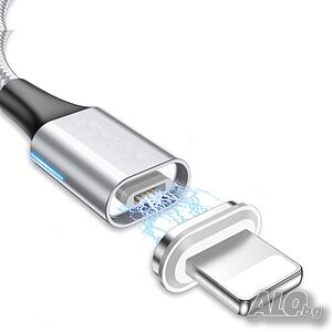 Магнитен кабел за зареждане, найлонова оплетка, USB към Type C и Micro USB