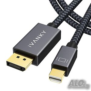 IVANKY Mini DisplayPort към DisplayPort кабел 2M, 8K@60Hz, Thunderbolt, найлонова оплетка
