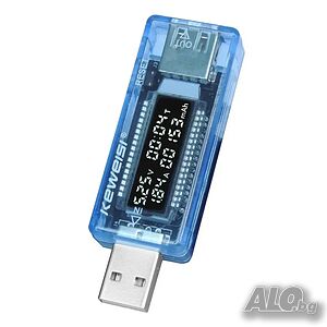 USB тестер, за ток, напрежение, измерва мощност и капацитет на бактерии