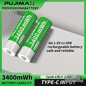 Акумулаторна батерия 1.5V AA, 3400 mAh, USB Type C зареждане