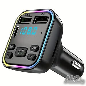 CAR Bluetooth FM трансмитер, RGB LED светлини, 2xUSB + TYPE C CD радио | Автоелектроника, Автоаудио | Димитровград