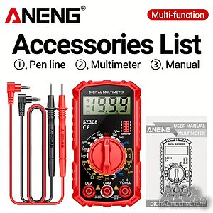 Цифров мултицет ANENG SZ308, ток, напрежение, капацитет, съпротивление, диоден тестер