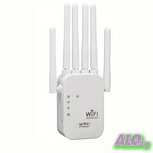 Repeater, усилвател/повторител на WIFi сигнал с 6 антени до 300Mbps