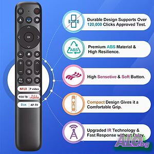 Дистанционно управление за Smart TV TCL RC813, гласова функция, Netflix, YouTube, TCL Channel