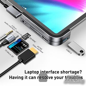 USB C хъб, Baseus 6-в-1, 4K HDMI, USB-C PD зареждане, SD/Micro Card Reader, USB 3.0 и 3.5 мм