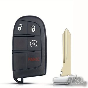 Кутийка за ключ с 3 + 1 бутона и острие за Jeep, CHRYSLER, DODGE, FIAT - смарт ключ