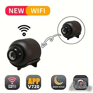 Мини Wi-Fi Камера за Наблюдение, слот за карта, звуково активиране