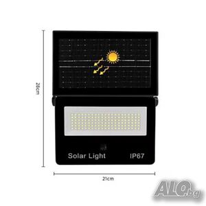 Външен соларен прожектор със сензор за здрач, IP67, 126 LED, 200 W