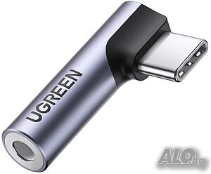 UGREEN USB C 90 градусов ъглов жак, USB C към 3,5 мм