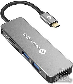 NOVOO  USB C Hub 5в 1 USB-C към 4K HDMI, 2USB 3.0, SD/TF четец на карти