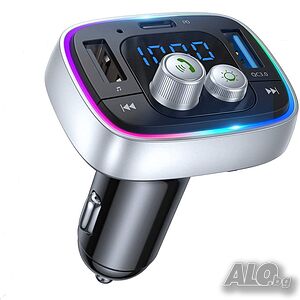 AINOPE FM Bluetooth V5.0 трансмитер, 36W / 6 A PD & QC3.0, 7 цвята LED подсветка