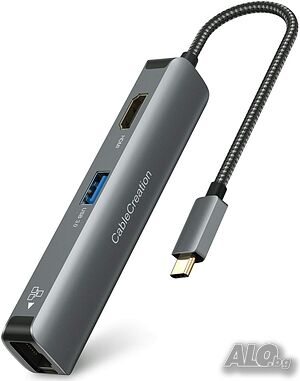 USB C хъб 6 в 1 CableCreation с 4K HDMI, Ethernet Gigabit порт, 3хUSB 3.0
