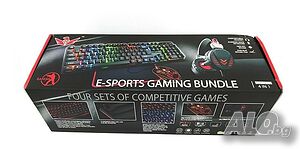 Геймърски комплект E-SPORTS за компютър от 4 части с LED светлина