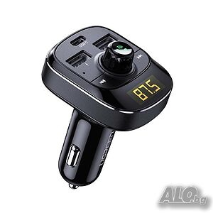 UGREEN ED040 FM трансмитер Bluetooth 5.0, волтметър,   QC 3.0, 2,4А и USB-C PD, microSD