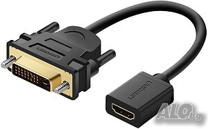 UGREEN DVI към HDMI кабел, 24+1 DVI мъжки към HDMI женски видео адаптер, 1080P 60Hz