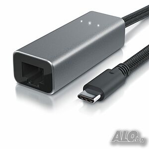 Primewire USB C мрежов адаптер 10/100/1000Mbit - USB C към RJ45 външна мрежова карта