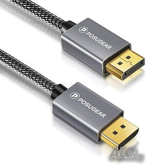 DisplayPort кабел мъжко-мъжко 2M, POSUGEAR, позлатени конектори, 2K@165Hz, 2K@144Hz, 4K@60Hz