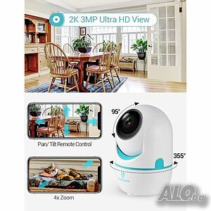 HeimVision HM202 360° WiFi IP камера, 1080P, PTZ, двупосочно аудио, нощно виждане, бебефон