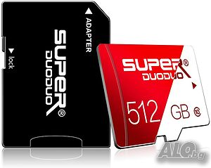 512GB Micro SD карта SUPERDUODUO, клас 10, с адаптер