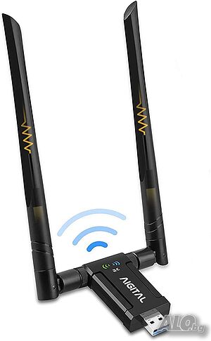 AIGITAL WiFi Безжичен мрежов адаптер 1200Mbps, USB 3.0 WiFi Dongle Dual Band АС 5GHz +2.4GHz