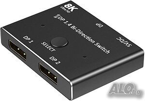 Knaive 8K DP 1.4 DisplayPort двупосочен  конвертор сплитер, поддръжка 8k@30Hz /5K@60Hz/4K@120Hz