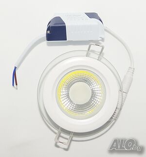LED COB луничка за вграждане - кръг, 6W бяла светлина с LED драйвер