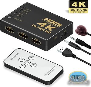 GANA 4K,  3D HDMI сплитер, 5 в 1 с IR дистанционно