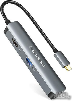 USB C хъб 5 в 1 CableCreation с 4K HDMI, micro SD, SD четец, 2хUSB 3.0