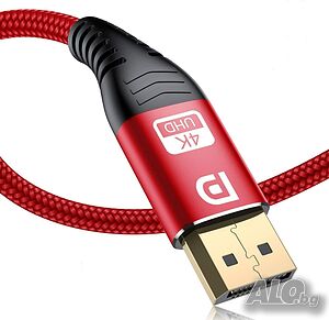 4K DisplayPort кабел 2 метра, DP 1.2 [4K@60Hz, 2K@165Hz, ], позлатен найлонов, съвместим с G-Sync