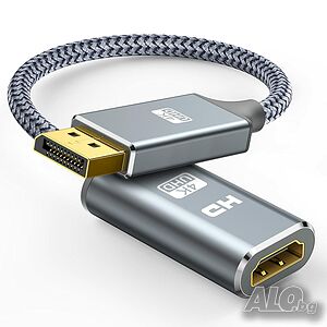 4K DP DisplayPort към HDMI мъжки към женски преобразувател, позлатен, 30 см